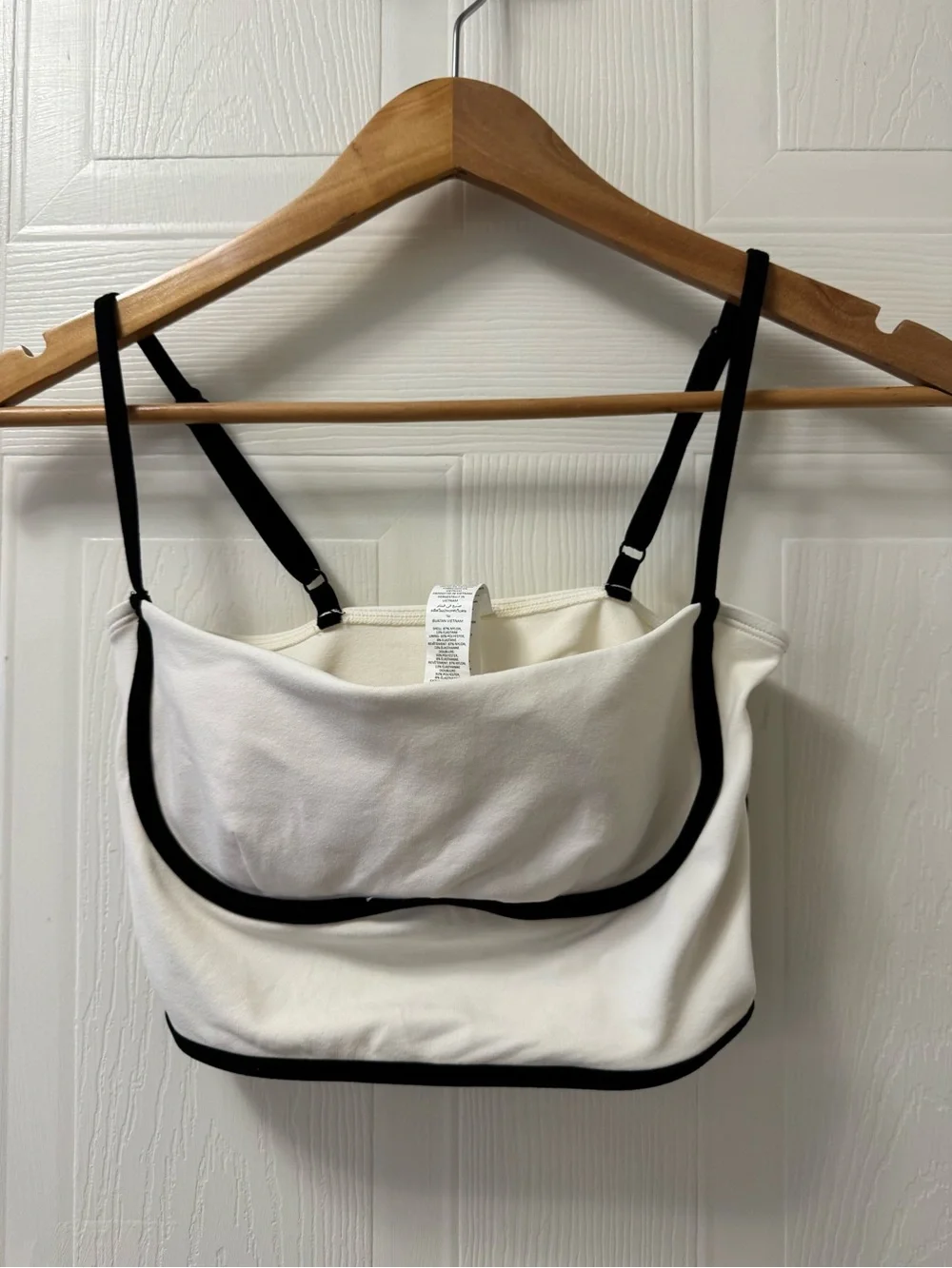 ALO Yoga White Tank with Black Strap Detail